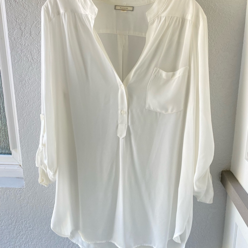 Pleione Cream Blouse with Pocket Detail